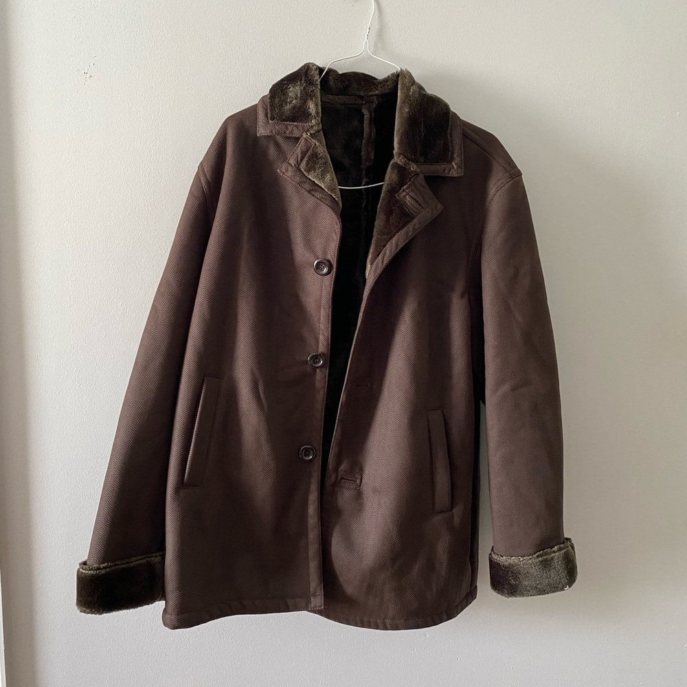 Stacy Adams Brown Faux Sherling Winter Coat